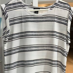 Ann Taylor Black and White Striped Blouse
